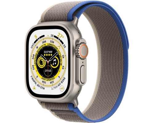 Apple Watch Ultra GPS + Cellular, 49mm Titanium Case with Blue Gray Trail Loop (Medium/Large)