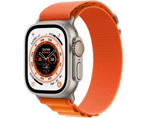 Apple Watch Ultra GPS + Cellular, 49mm Titanium Case with Orange Alpine Loop (Medium)