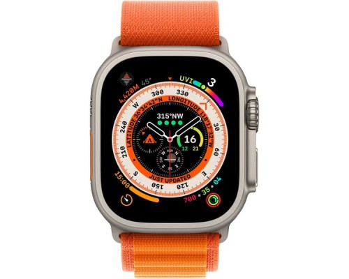 Apple Watch Ultra GPS + Cellular, 49mm Titanium Case with Orange Alpine Loop (Medium)