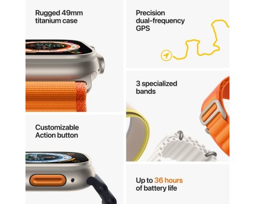 Apple Watch Ultra GPS + Cellular, 49mm Titanium Case with Orange Alpine Loop (Medium)