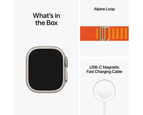 Apple Watch Ultra GPS + Cellular, 49mm Titanium Case with Orange Alpine Loop (Medium)