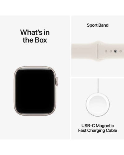 Apple Watch SE 3 GPS, 44mm Starlight Aluminum Case with Starlight Sport Band – M/L