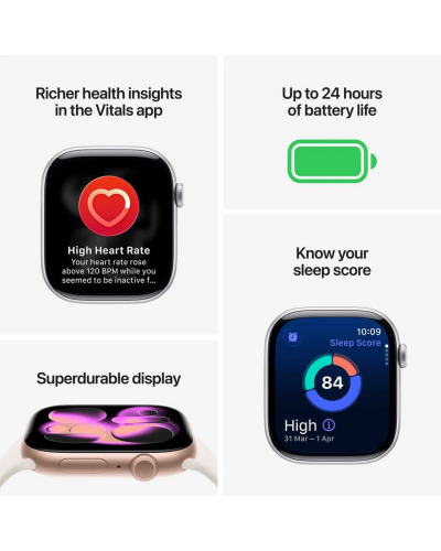 Apple Watch Series 11 GPS + Cellular, 42mm Jet Black Aluminum Case with Black Sport Band – S/M