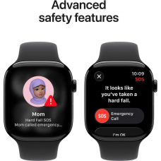 Apple Watch Series 11 GPS + Cellular, 42mm Jet Black Aluminum Case with Black Sport Band – S/M