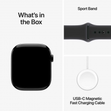 Apple Watch Series 11 GPS, 46mm Jet Black Aluminum Case with Black Sport Band – M/L