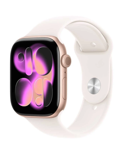 Apple Watch Series 11 GPS, 46mm Rose Gold Aluminum Case with Light Blush Sport Band – M/L