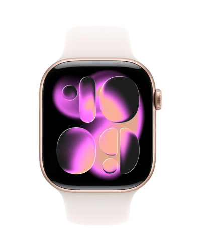 Apple Watch Series 11 GPS, 46mm Rose Gold Aluminum Case with Light Blush Sport Band – M/L