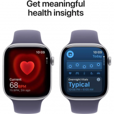 Apple Watch Series 11 GPS + Cellular, 46mm Silver Aluminum Case with Purple Fog Sport Band – S/M