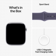 Apple Watch Series 11 GPS + Cellular, 46mm Silver Aluminum Case with Purple Fog Sport Band – S/M