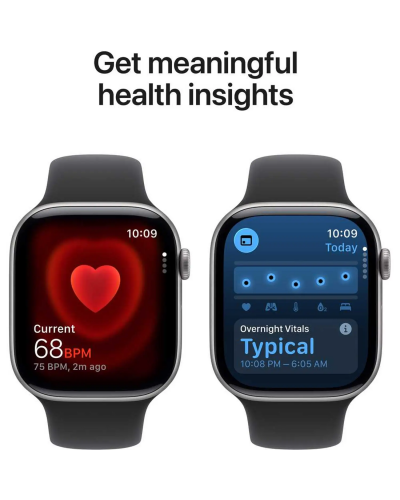 Apple Watch Series 11 GPS, 46mm Space Gray Aluminum Case with Black Sport Band – M/L