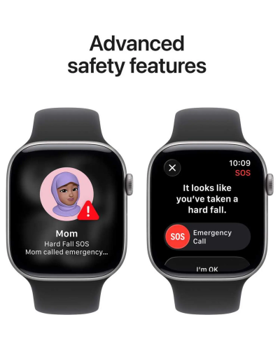 Apple Watch Series 11 GPS, 46mm Space Gray Aluminum Case with Black Sport Band – M/L