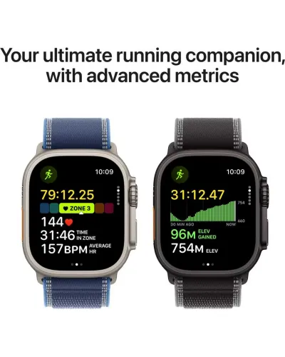 Apple Watch Ultra 3 GPS + Cellular, 49mm Black Titanium Case with Black/Charcoal Trail Loop – M/L