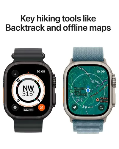 Apple Watch Ultra 3 GPS + Cellular, 49mm Black Titanium Case with Black/Charcoal Trail Loop – M/L