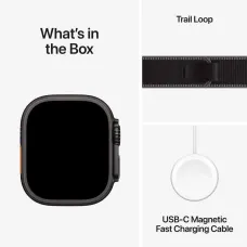 Apple Watch Ultra 3 GPS + Cellular, 49mm Black Titanium Case with Black/Charcoal Trail Loop – M/L