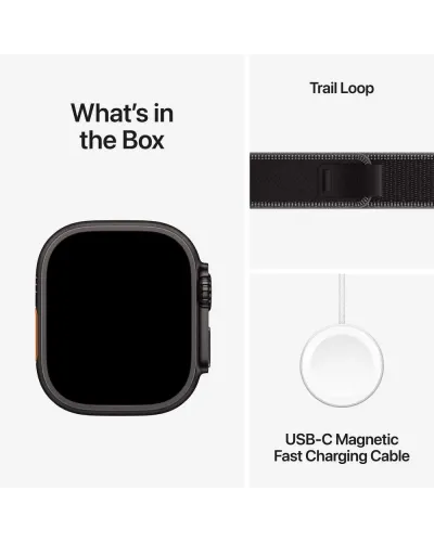 Apple Watch Ultra 3 GPS + Cellular, 49mm Black Titanium Case with Black/Charcoal Trail Loop – M/L
