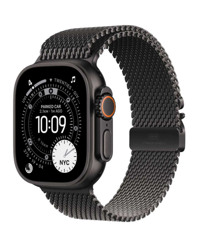 Apple Watch Ultra 3 GPS + Cellular, 49mm Black Titanium Case with Black Titanium Milanese Loop – Large
