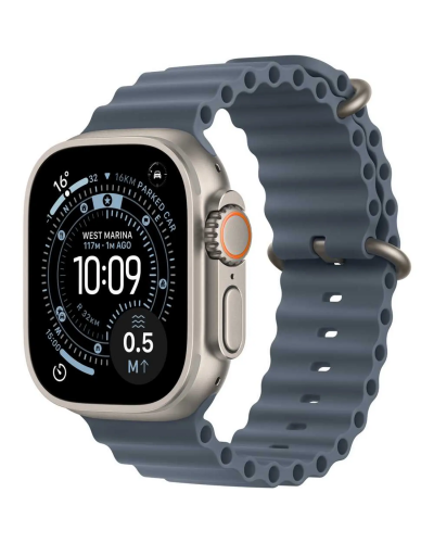 Apple Watch Ultra 3 GPS + Cellular, 49mm Natural Titanium Case with Anchor Blue Ocean Band