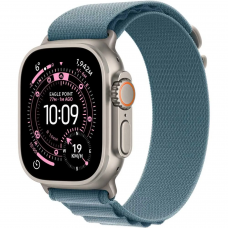 Apple Watch Ultra 3 GPS + Cellular, 49mm Natural Titanium Case with Light Blue Alpine Loop – Large