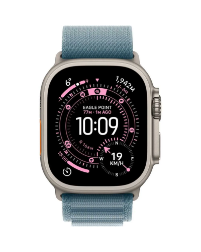 Apple Watch Ultra 3 GPS + Cellular, 49mm Natural Titanium Case with Light Blue Alpine Loop – Large