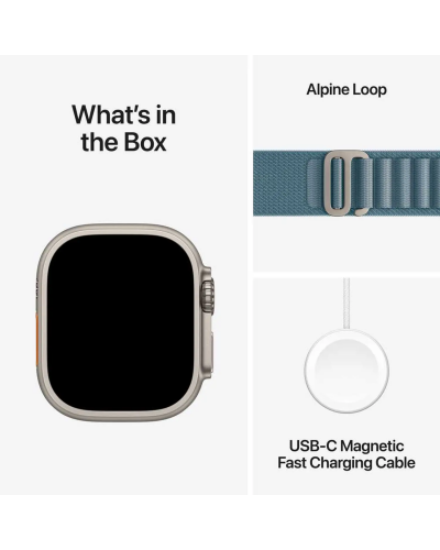 Apple Watch Ultra 3 GPS + Cellular, 49mm Natural Titanium Case with Light Blue Alpine Loop – Large